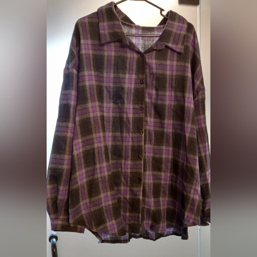 NWOT Womens Purple Flannel Button Up